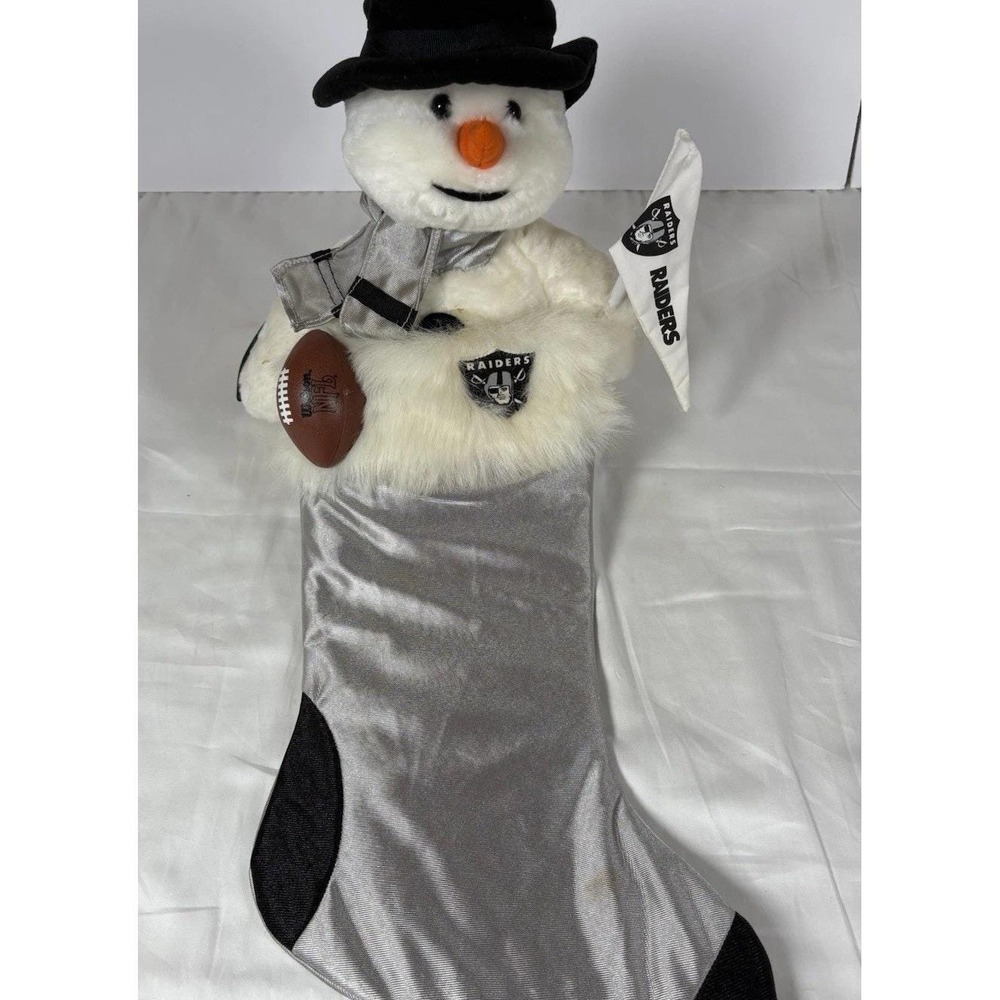 Raiders Snowman Musical Christmas Stocking Plush NFL Holiday Decor Sings